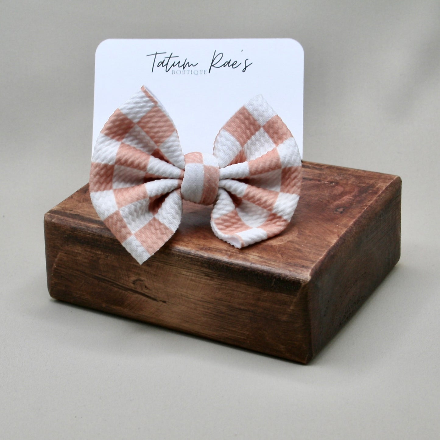 Pink Checker Clip Bow