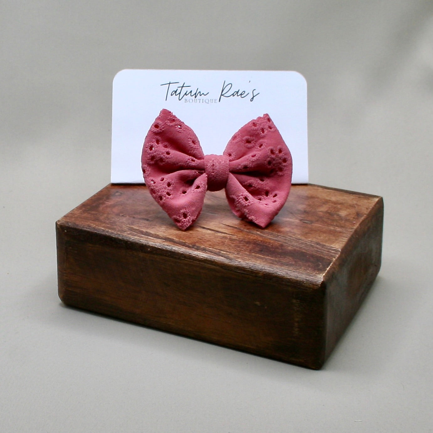 Perfectly Pink Eyelet Clip Bow