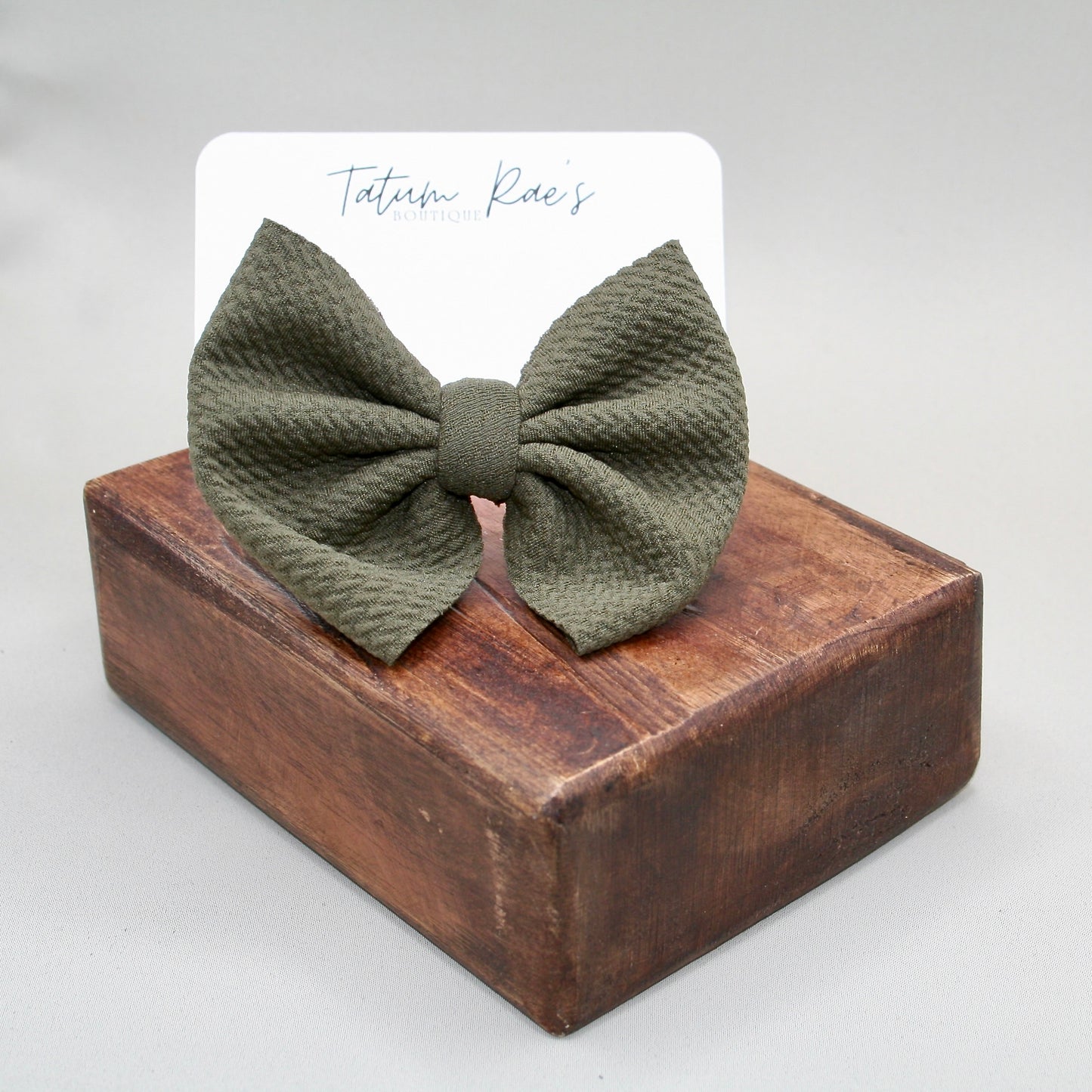 Military Green Clip Bow