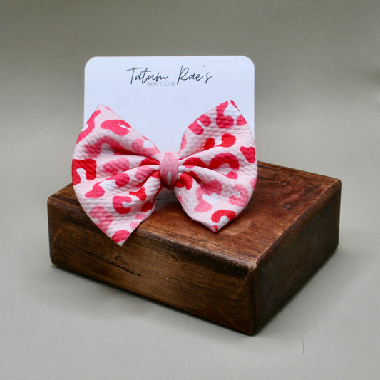 Pink Cheetah Clip Bow