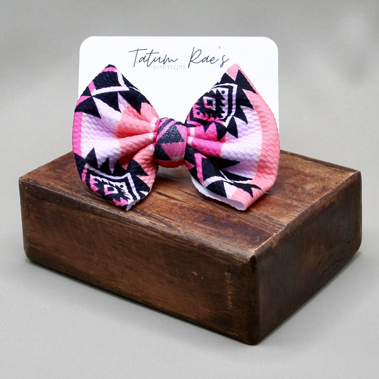 Pink Aztec Clip Bow